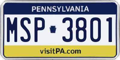 PA license plate MSP3801