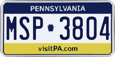 PA license plate MSP3804