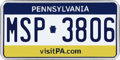 PA license plate MSP3806