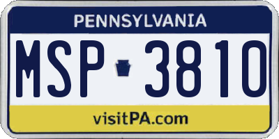 PA license plate MSP3810