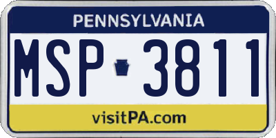 PA license plate MSP3811