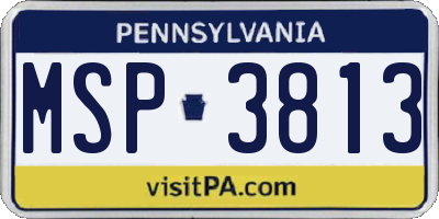 PA license plate MSP3813