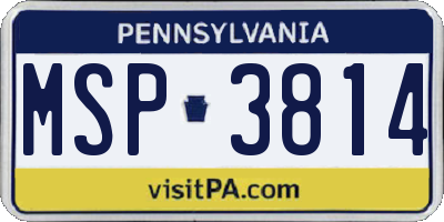 PA license plate MSP3814