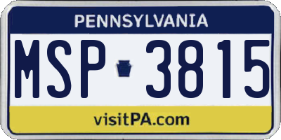 PA license plate MSP3815