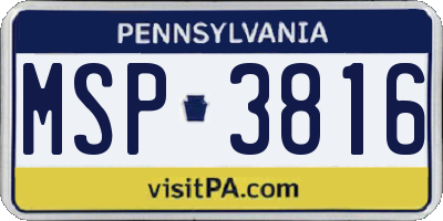 PA license plate MSP3816
