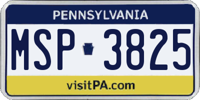 PA license plate MSP3825