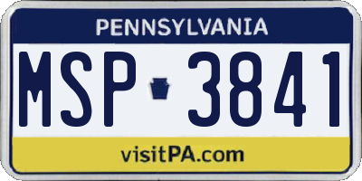 PA license plate MSP3841