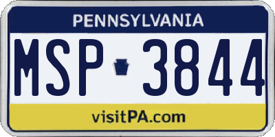 PA license plate MSP3844