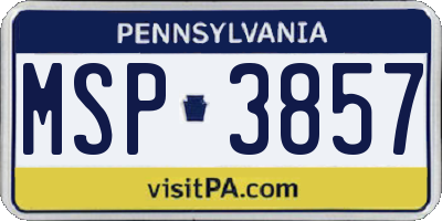 PA license plate MSP3857