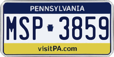 PA license plate MSP3859