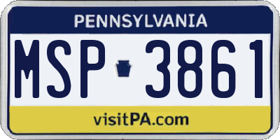 PA license plate MSP3861
