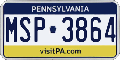 PA license plate MSP3864