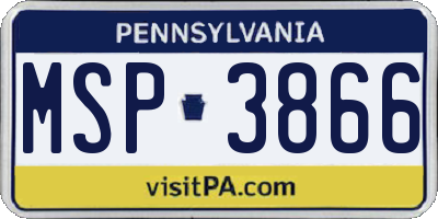 PA license plate MSP3866