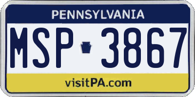 PA license plate MSP3867