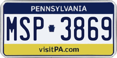 PA license plate MSP3869