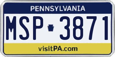 PA license plate MSP3871