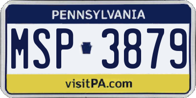PA license plate MSP3879