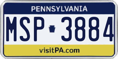 PA license plate MSP3884