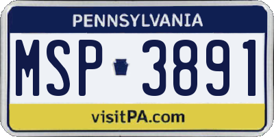PA license plate MSP3891
