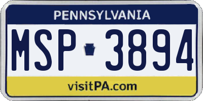 PA license plate MSP3894