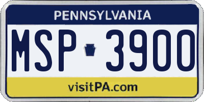 PA license plate MSP3900
