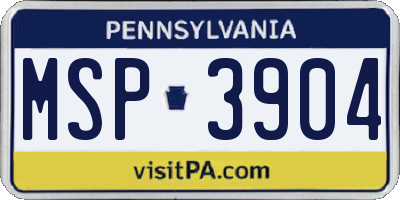 PA license plate MSP3904