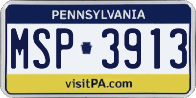 PA license plate MSP3913