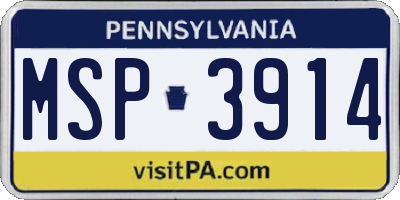 PA license plate MSP3914