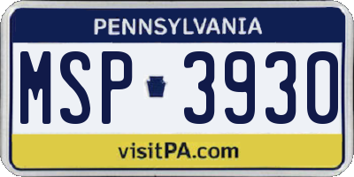 PA license plate MSP3930