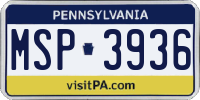 PA license plate MSP3936