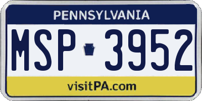 PA license plate MSP3952
