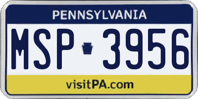 PA license plate MSP3956