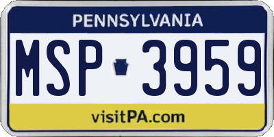 PA license plate MSP3959