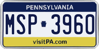 PA license plate MSP3960