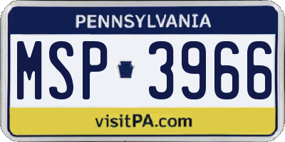 PA license plate MSP3966