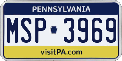 PA license plate MSP3969