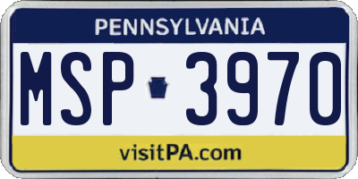 PA license plate MSP3970