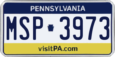 PA license plate MSP3973
