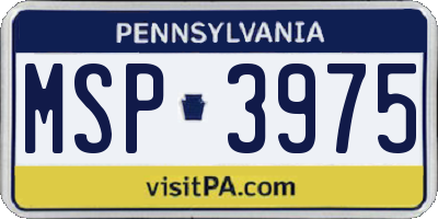 PA license plate MSP3975