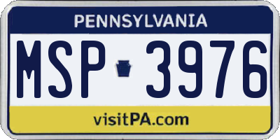 PA license plate MSP3976