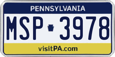 PA license plate MSP3978