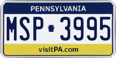 PA license plate MSP3995
