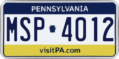 PA license plate MSP4012
