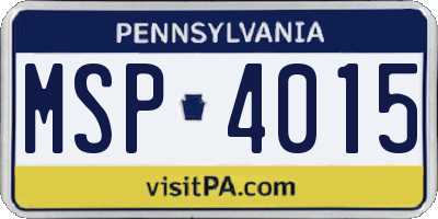 PA license plate MSP4015