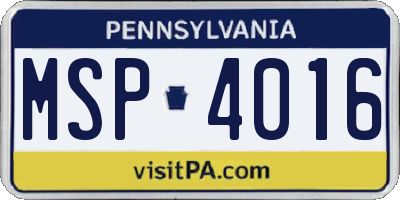 PA license plate MSP4016