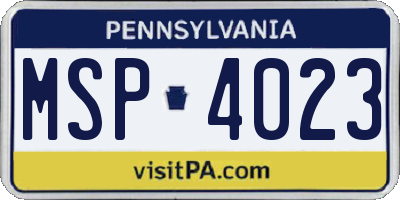 PA license plate MSP4023