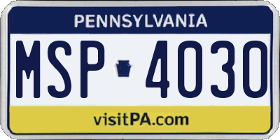 PA license plate MSP4030