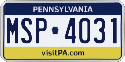 PA license plate MSP4031