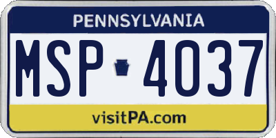 PA license plate MSP4037