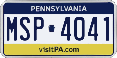 PA license plate MSP4041